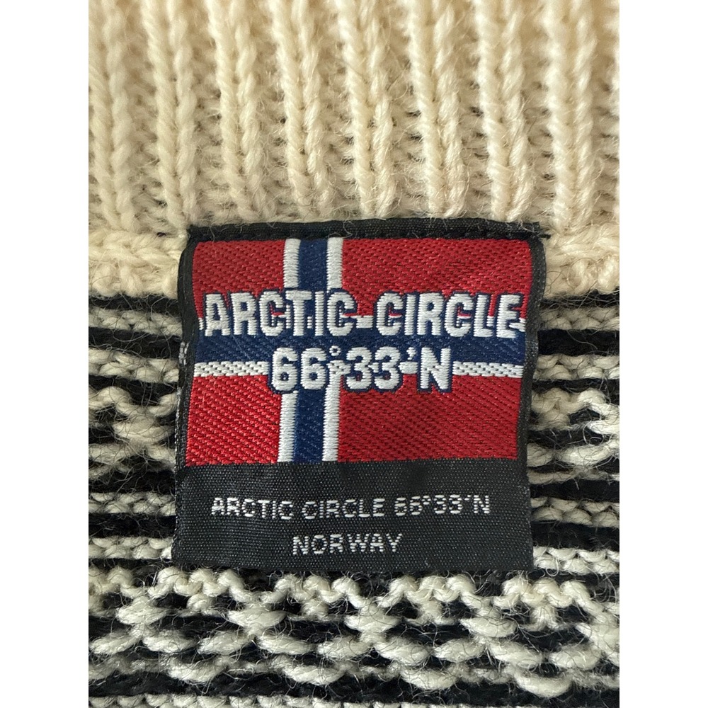 Arctic Circle 66°33'N Cardigan Women M White Black Wool Unisex Nordic Clasps NEW - Picture 7 of 9